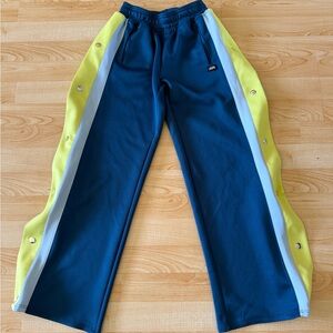 Kids Navy Joggers with Yellow Side Panels and White Stripe